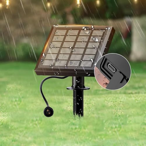 Kawaya Solar Panel with USB Port, Waterproof Solar Panel Powered for KAWAYA Outdoor String Lights/Fairy Lights/Festoon Lights Charging Replacement, 3600mAh, 3W, 3.7V