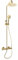 Columna de ducha Oro Set de ducha Latón Retro Sistema de ducha Grifería de ducha Grifo termostático Ducha de lluvia con ducha de mano Baño Altura ajustable 70-110cm