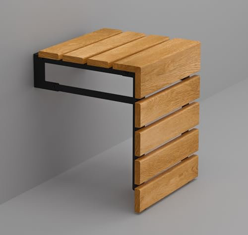 violet art home GT_150 Siège de douche pliable en bois de teck fait à la main, tabouret de salle de bain pour personnes âgées, handicapées, enceintes et handicapées, banc d'extérieur pliable résistant