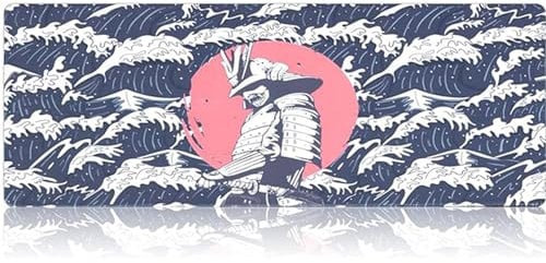 Venit Keys Blue Samurai Mouse Pad (11.8 * 31.5in), Anime Mouse Pad, Japanese Style Large Full Desk Mouse Mat, Waterproof and Anti-Slip Keyboard Mouse Gaming Pad for Office& Home (Samurai 2)