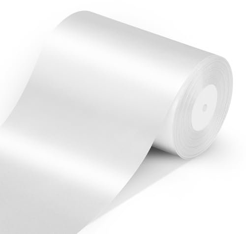 AiQInu Satinband Weiss, 10cm x 20m band Breit Geschenkband Bänder Schleife Satinband Schleifenband Hochzeitsdeko Satin Dekoband für Außendekoration Partydekoration Stuhl Hochzeit Der Valentinstag
