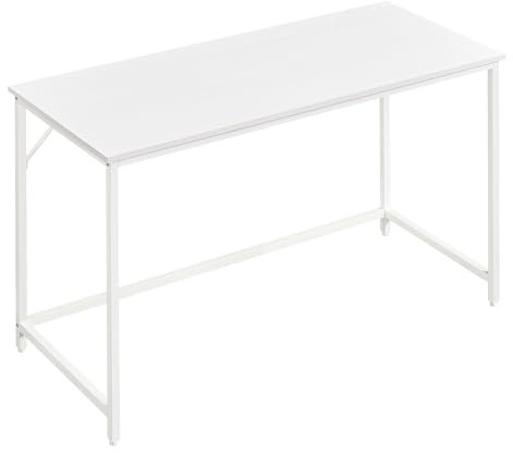 VASAGLE Schreibtisch, Kleiner Computertisch, Bürotisch, für Arbeitszimmer, Schlafzimmer, 60 x 120 x 76 cm, moderner Stil, Metallgestell, ahornweiß LWD039W01