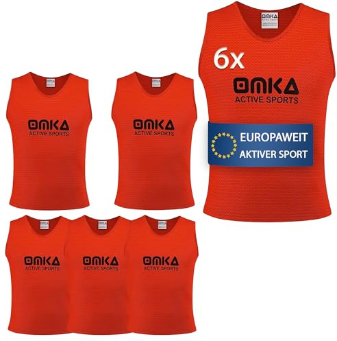 OMKA Leibchen Trainingsleibchen – Markierungshemd für Team Sport, Fussball, Training, Jogging, Hocky, Handball in Gelb, Rot, Grün, Orange, Blau für Herren, Kinder & Damen - ideal für Teams