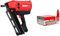 fischer 560041 FGW 90F Gas Framing Nailer, Nail Gun, Red & Black & Nail Fuel Pack 90x3.1mm Smooth Galv, 534702