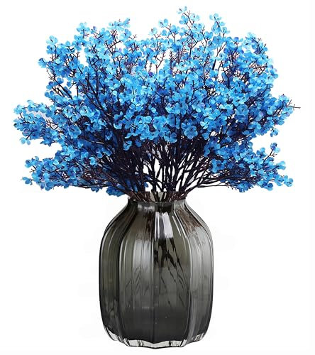 JAKY-Global Künstliche Blumen 12 Stück Getrocknete Unechte Seide Blumen Babysbreath Pflanze Dekoration für Hochzeit Sträuße Haus Garten Party Blumenschmuck(Blue)