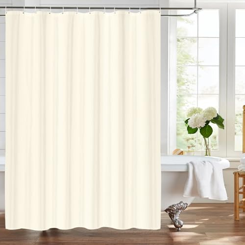 LUKDUNG Cortina de ducha de poliéster, 180 x 200 cm, textil, antimoho, resistente al agua en el baño, lavable, cortina de ducha para bañera o ducha, resistente al agua, lavable con 12 anillas de