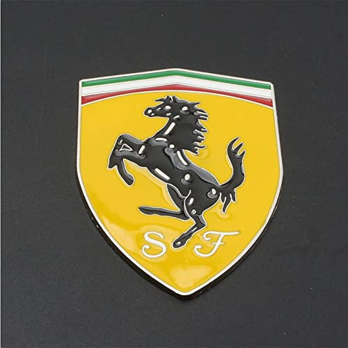 CCOZD Auto 3D Metall Aufkleber Für Ferrari Portofino SF90 Roma F8 812 458 296 430 Embleme Kofferraum Aufkleber Körper Aufkleber Styling Dekoration Zubehör,Yellow