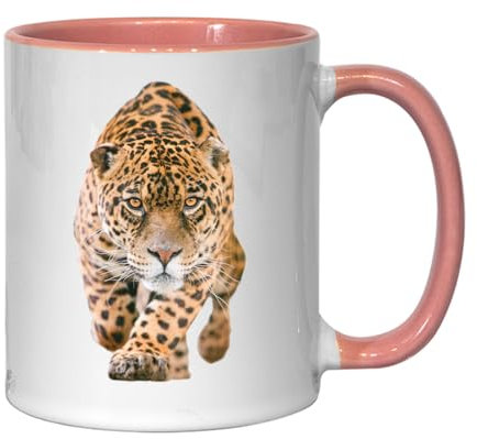 Atspauda Panther Big Feline Sneaking Up On You - Taza de cerámica para té y café, color rosa
