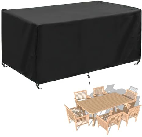 CHERHERART Abdeckung Gartenmöbel Winterfest, Gartenmöbel Abdeckung Sofabezug Wasserdicht Anti-UV 600d Oxford Gewebe Abdeckplane Gartenmöbel Für Gartentische Terrassenmöbel Outdoor-Tisch 210x140x85cm