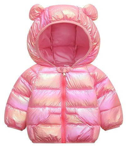 Baogaier Giubbotto Bambini Invernale, Bambina Rosso Rosa Antivento Cappotto Inverno Impermeabile Giubbotti con Cerniera Tasche Leggero Caldo Outwear Ragazzi Vestiti Bimba Bimbo 1-2 Anni