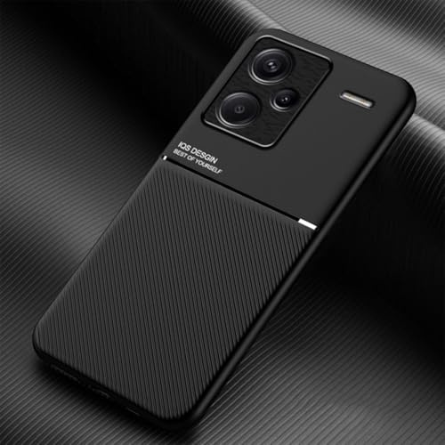 YUECXIN Case for Xiaomi Redmi Note 13 Pro+ Plus 5G, Ultra thin Silky Soft Skin Texture Touch Cover, Simple Stylish Non-Slip Shockproof PU+TPU Silicone Bumper Case Cover. Black