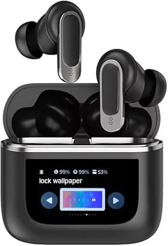 iZAD Bluetooth Kopfhörer Touch-Screen mit ANC+ENC-Ohrhörer mit Bildschirm -Geräuschunterdrückung (Schwarz)