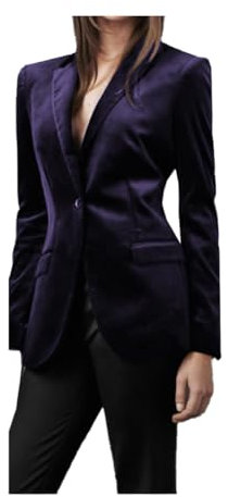 Blazer da donna in velluto, giacca da ufficio per donna, blazer con un bottone per inverno, matrimonio, ballo scolastico, caldo blazer da donna, Viola scuro, XL