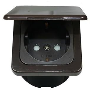 Prise 230V avec volet de Protection Marron pour Caravane et Camping-Car