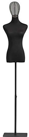 Schwarze Schaufensterpuppe mit Oberkörper, armlos, mit Metallständer und Kopf, weibliche Kleiderform, Schaufensterpuppenkörper, Torso, höhenverstellbar, für Pullover, Kleidung, Hochzeit, Display
