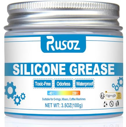 Rusoz Silicone Grease 100g Dielectric Grease, Waterproof Silicone Lube for O Ring, Faucet, Espresso Machine, White Waterproof Lubricant for Rubber Seals, Kitchenaid Stand Mixer, Filte