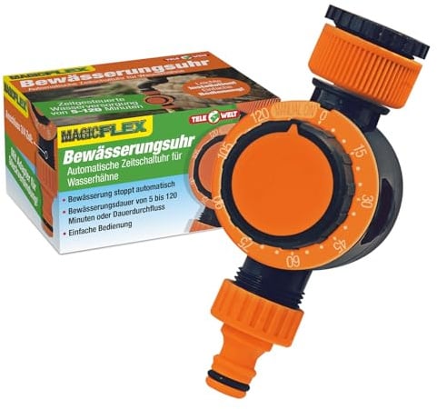 TELEWELT Bewässerungsuhr [bis zu 120 Minuten] Zeitschaltuhr - Bewässerung Garten - Reglerzeitschaltuhr - Bewässerungsautomat Garten - Wasserhahn Garten Timer - Water Timer