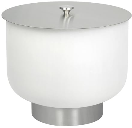 Comfy Moments Feuerschale 50cm Quarzglas Feuerstelle feuerfestes Glas mit Edelstahl Sockel und Deckel Feuerkorb für Terrasse und Garten