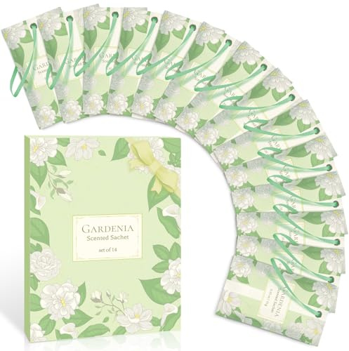 Scent-Hi Sachet Parfumé Gardénia pour Armoires, 14 Sachets Parfumés Senteur | Sachet Parfumé Armoire, Placards à Chaussures, Salles de Bains, Tiroirs, 14 Sachets
