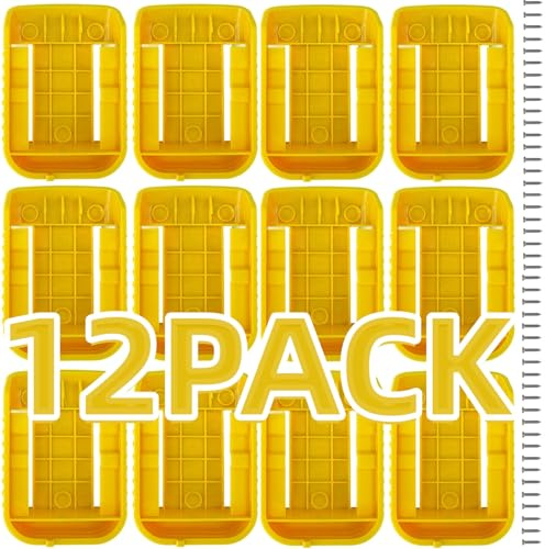 12 Pack Battery Holder,Compatible with Dewalt 20V/60V DCB200 DCB201 DCB202 | Compatible with Dewalt 20V/60V Wall Mount Tool Holder Dock Organizer for DCB206 DCB606 DCB609,Yellow,36 Screws,No-Battery