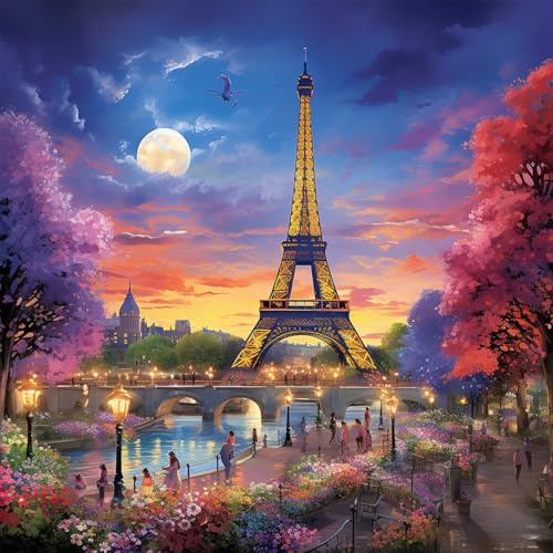 Bullglesup Puzzles for Adults 1024 Pieces, Eiffel Tower Jigsaw with Poster Letter on Back, Unique Pieces Fit Well No Dust (19.6x19.6)