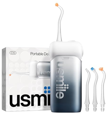 usmile C10 Tragbare Munddusche, 95 Tage Akkulaufzeit, Schwarz | 4 Reinigungsmodi, 180 ml Tank, IPX7 Wasserdicht, Ideal für Reisen, Zahnspangen, Implantate & Empfindliches Zahnfleisch