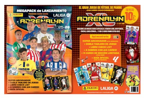 Megapack Adrenalyn 2026 Panini | Adrenalyn XL Album 2025 2026 mit Fußballkarten, Ordner und Umschlägen | Album Fußball + 4 Umschläge + 3 Karten Limited Edition