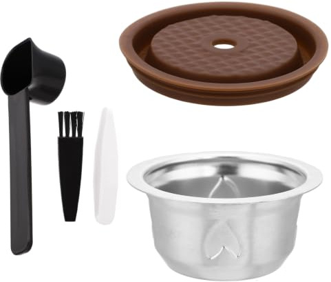 Reusable Pods for Nespresso Vertuo, Stainless Steel Coffee Kit 150ml | Coffee Kit Including 150ml Cup Silicone Lid Spoon Brush & Tweezers Coffee Accessories for Nespresso Vertuo Machine