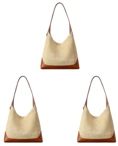 Kexpery LolaBelle Sac Fourre-Tout en Paille pour Femmes Sac de Plage Bohème Raffia à Épaule Sac Tressé Hobo Style Mode Cadeau Original