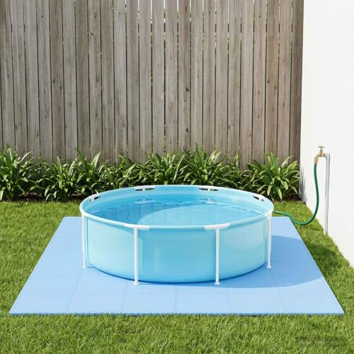 Runheo Tapis de Sol pour Piscine Bleu 12 pièces 4,32 m² Mousse EVA antidérapant Design modulaire pour sécurité et Isolation Thermique extérieur Jardin