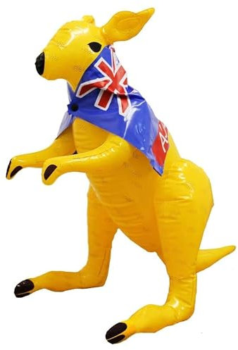 Ilovefancydress Kangaroo gonflable avec cape du drapeau australien 70 cm capable de tenir debout Drapeau australien pour enfants