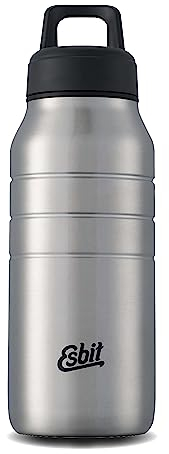 Esbit Trinkflasche Majoris - Edelstahl Trinkflasche mit praktischem Loop Verschluss - 480 ml in Edelstahl