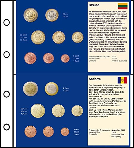 Prophila Collection 6 Stück Euro-Vordruck-Tabletts von 6 Ländern (Kroatien, Litauen, San Marino, Monaco, Vatikan, Andorra) - (Keine Münzen enthalten)