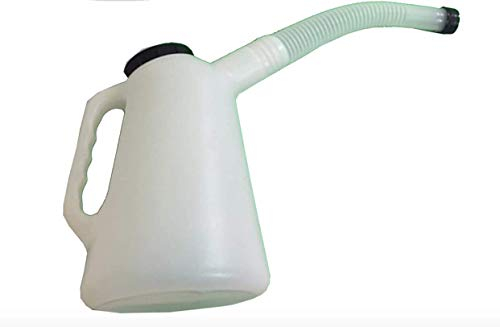 WheelsNBits® 1000ml Clear Measuring Jug Engine Oil Brake Fluid Fuel Water Container & Spout 1 Litre also suitable for Oil Brake Fluid Anti Freeze Coolant Petrol Diesel 2 stroke