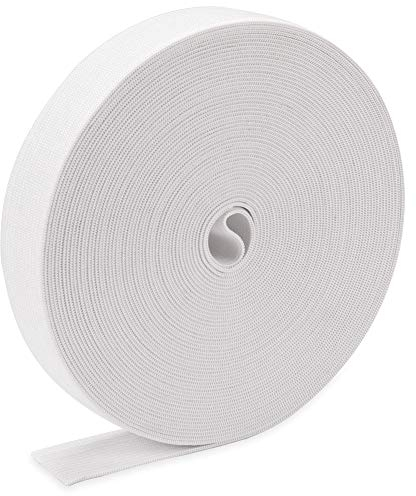 H&S White Flat Elastic Sewing Ribbon, 10 Metres – Wide Elastic Craft Accessory Band for Waistband or Pants