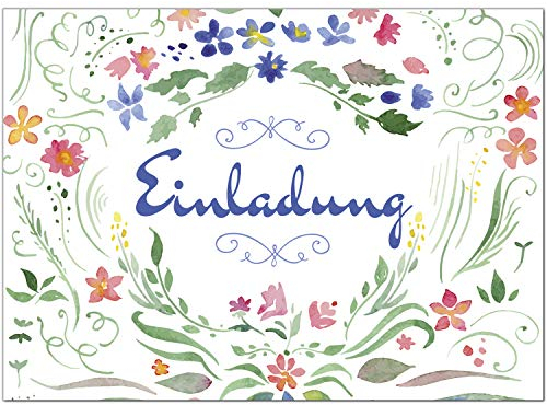 10 x Einladungskarten und Umschläge im Set/Vintage Aquarell Zeichnungen/für jeden Anlass/Einladung Geburtstag/Party/Einweihung/Feier/Geburtstagseinladungen Din A6