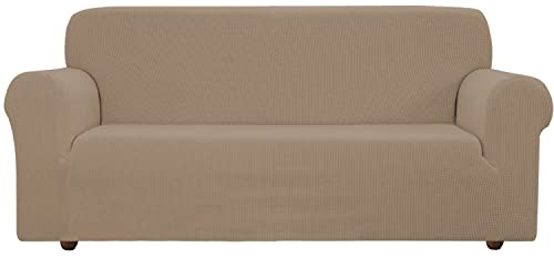 EBETA Sofabezug Elastisch Sofaüberwurfe, Sofahussen komplett Sofaschoner Hussen für Sofa, Couch, Sessel 3 Sitzer (Sand, 185-235 cm)