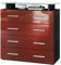 Vladon Sideboard Pavos V2, Kommode mit 4 Schubladen und Glasablage, Schwarz matt/Bordeaux Hochglanz (76 x 81 x 35 cm)