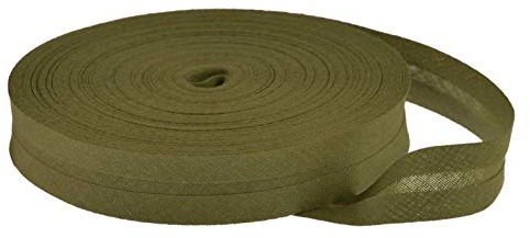 25m Baumwoll-Schrägband uni 20mm breit gefalzt Einfassband 50 Farben wählbar, Farbe:olivgrün