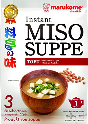 Marukome Instant Miso-Suppe (aus Japan mit Tofu, MSG frei, schnelle Zubereitung), 1 x 57 g