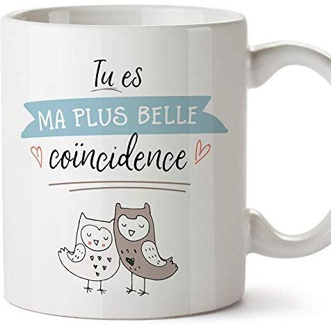 Mugffins Mug/Tasse Saint Valentin (Je t'aime) - tu ES ma Plus Belle coïncidence - Idées Cadeaux Romantique pour Amoureux/Petits Amis/Copains