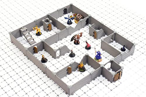 Squire Dungeon Set – Mini Dungeon Castle Cavern DND Terrain für Tisch-RPGs, Dungeons & Dragons, Pathfinder, Kriegsspiele und mehr. von DCD (51 + Stück, 1,4 m², 8 Zimmer)