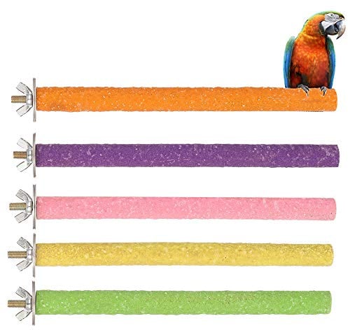 Xinzistar 5 Pezzi Posatoio per Pappagalli, Giochi Trespolo per Pappagalli Accessori, Uccello Giocattolo di Masticare Domestico Piattaforma Pulizia della Zampa Giocattoli di Pappagallo