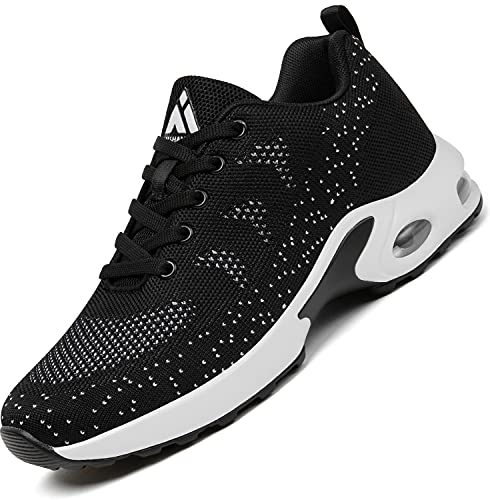 Mishansha Air Sportschuhe Damen Laufschuhe Dämpfung Straßenlaufschuhe Frauen Leichte Walkingschuhe rutschfest Sneaker Rich Black, Gr.37 EU