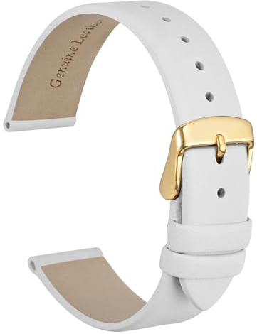 WOCCI 14mm Elegante Cinturino per Orologio con Fibbia Oro (Bianco)