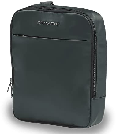 Stratic Pure Messenger Bag Umhängetasche Tablet nachhaltig, wasserabweisend, mit Tabletfach, Masken- und Hygienefach, L, black