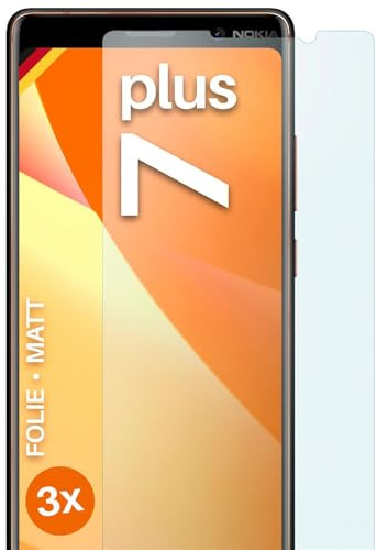 moex FlexProtect matte Schutzfolie für Nokia 7 Plus Displayschutz Folie matt gegen Reflexionen, Anti Reflex Handyfolie mit Sonnenschutz, Kompatibel mit jeder Handyhülle, 3 Stück