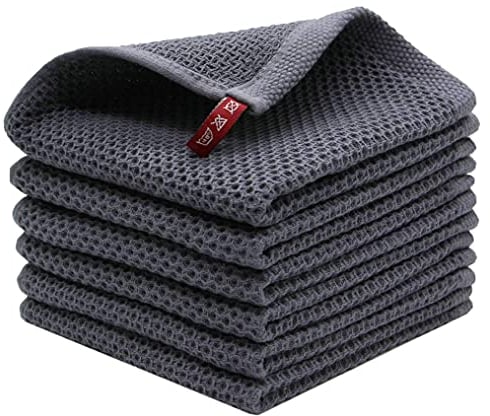 BW&HM Baumwolltücher Spültuch Baumwolle Putzlappen Spüllappen Baumwolltuch Küchenlappen für Haushalt Küche Geschirr 6er Set 33x33 cm Grau