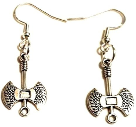 Labrys, Battle Axe, Double Headed Axe Earrings on Sterling Silver Hooks/Weapons Earrings/Steampunk Jewelry/Drop Dangle Earrings