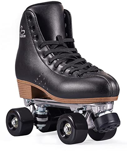 PAPAISON Rollschuhe für Damen und Mädchen, Deluxe, 2-lagig, Mikrofaser-Leder, zweireihig, klassische Rollschuhe für Herren, professionelle Outdoor-Indoor-Quad-Skates für Kinder und Erwachsene